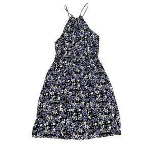 Forever 21 Black and Purple Floral Halter Dress Size S